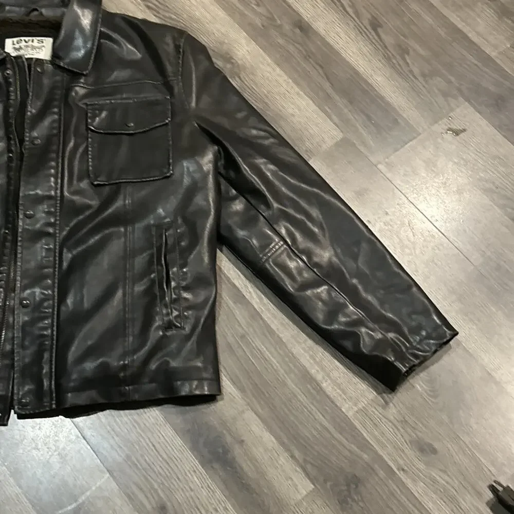 levis jacket men xl vintage Faux Leather Sherpa Lined